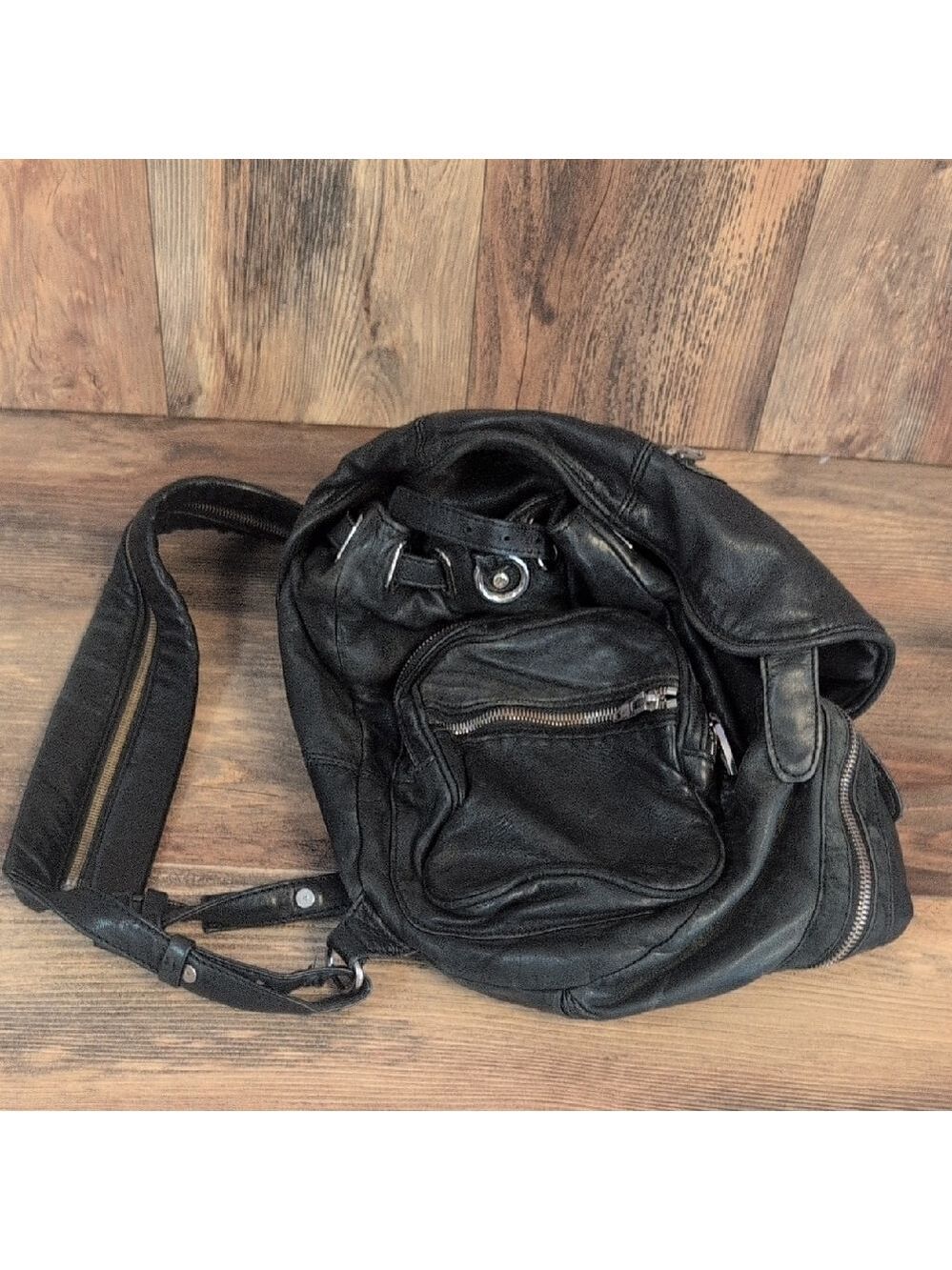 Alexander Wang Leather Mini Marti Zipper Expandable Shoulder Backpack C193 - Picture 3 of 6
